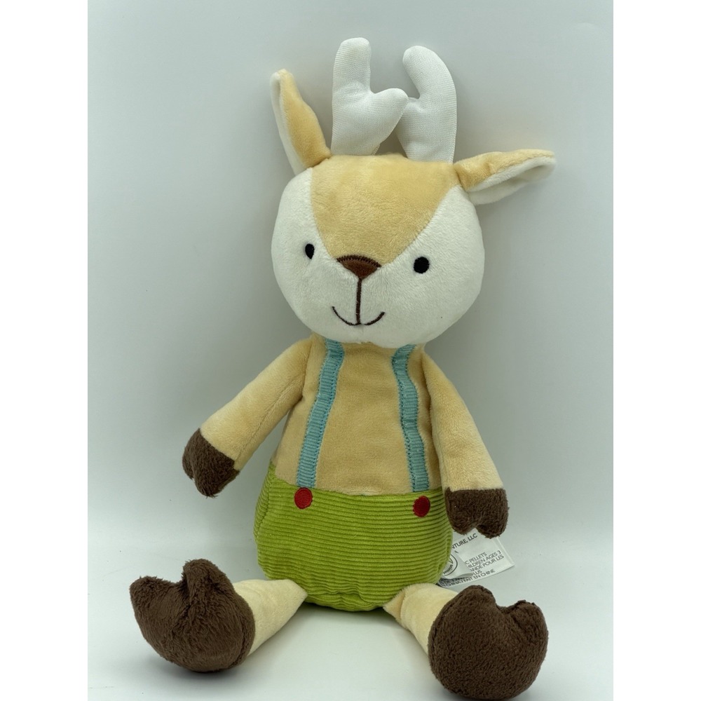 Animal Adventure Deer Plush Stuffed Animal Toy Reindeer Blue Suspenders Green